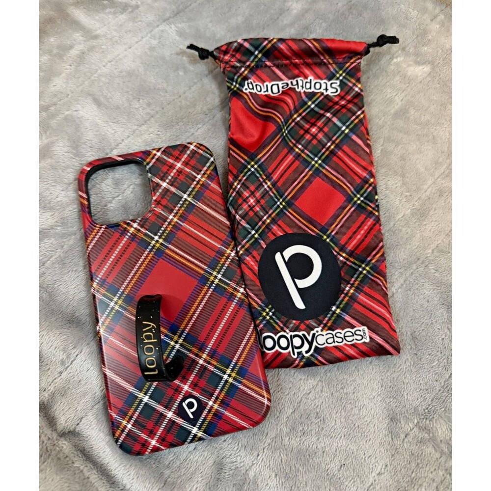 Loopy Cases Red Plaid Patterned Back Phone Case Loop & Pouch IPhone 12 Pro Max
